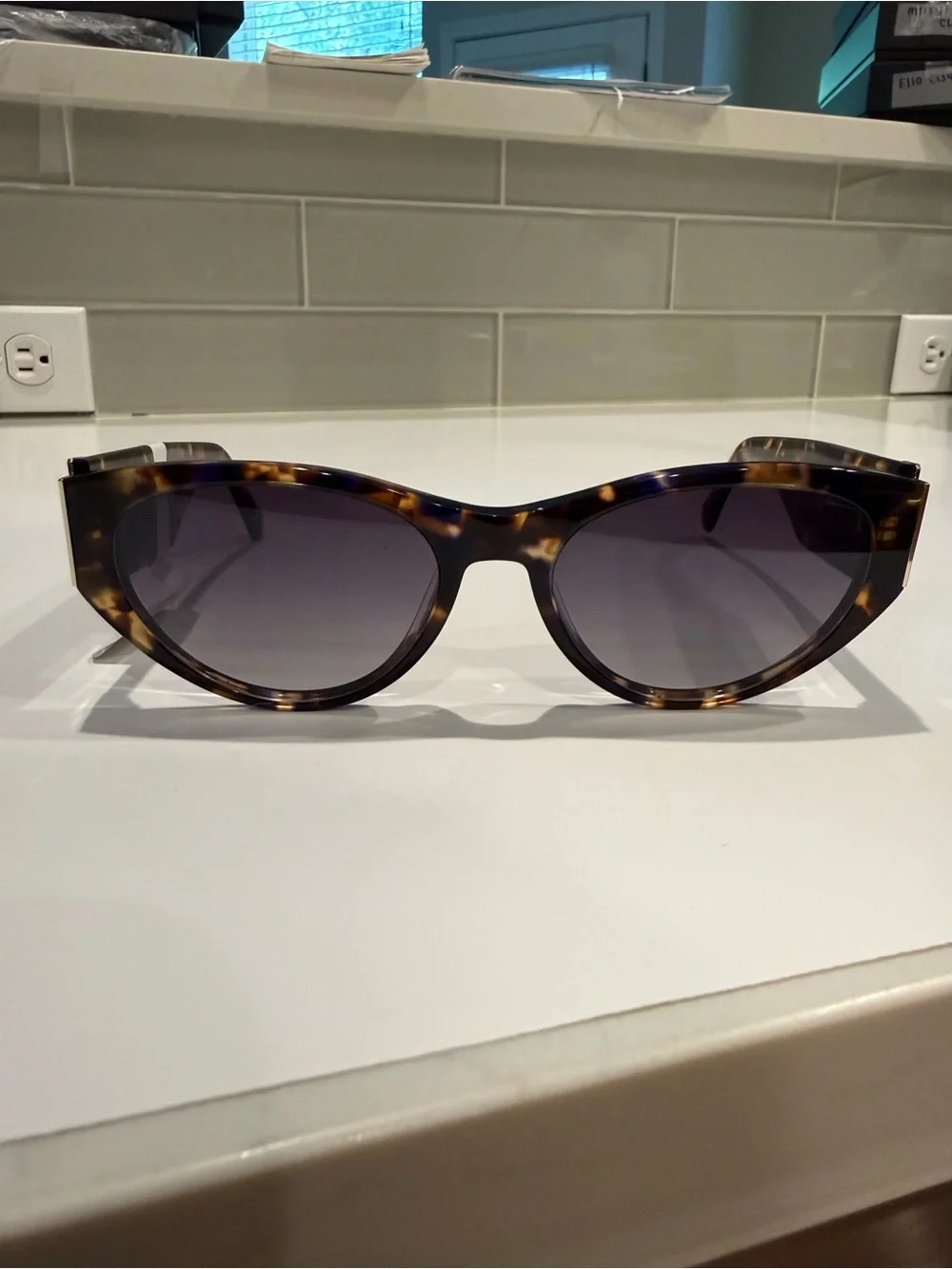NEW Carolina Lemke Berlin Dree Brown & Blue Demi Cat Eye Sunglasses CL9188